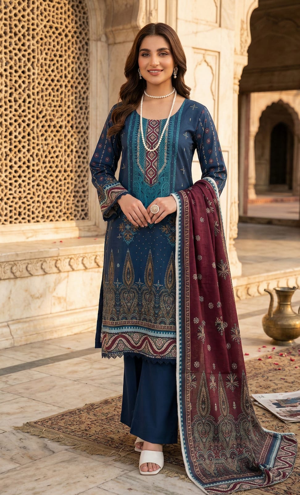 3 PIECE - DIGITAL PRINTED BANA DORA LAWN SUIT