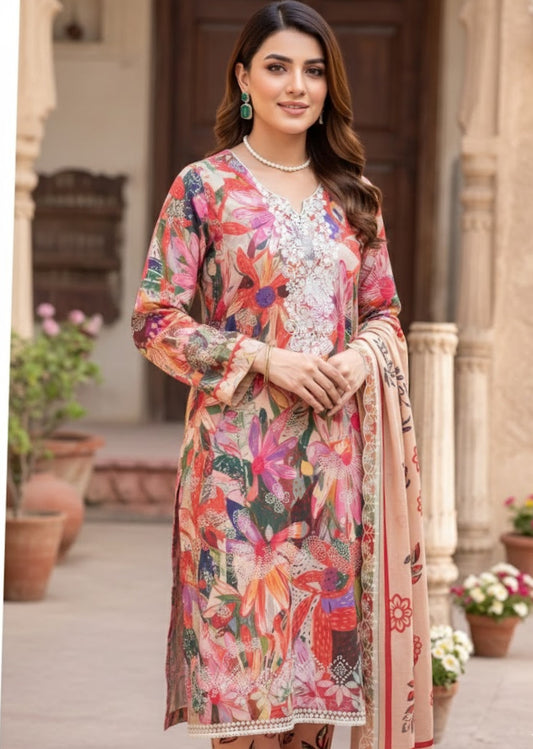 3 PIECE - DIGITAL PRINT SWISS LAWN SUIT