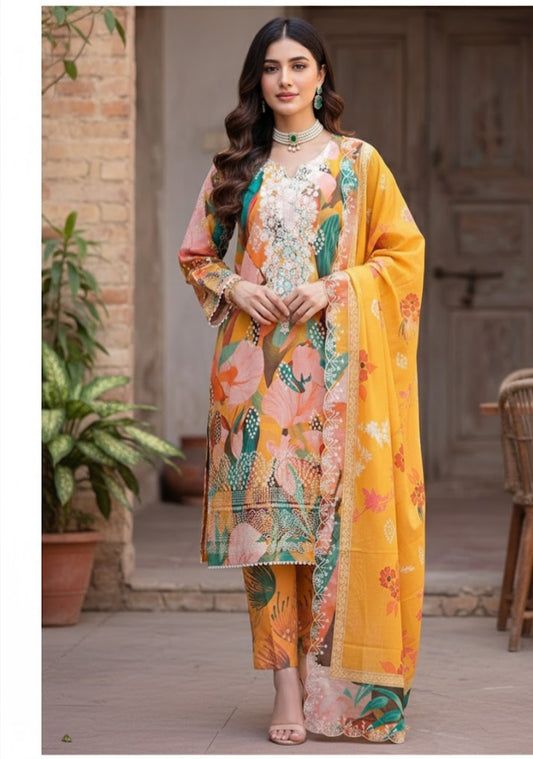 3 PIECE - DIGITAL PRINT SWISS LAWN SUIT