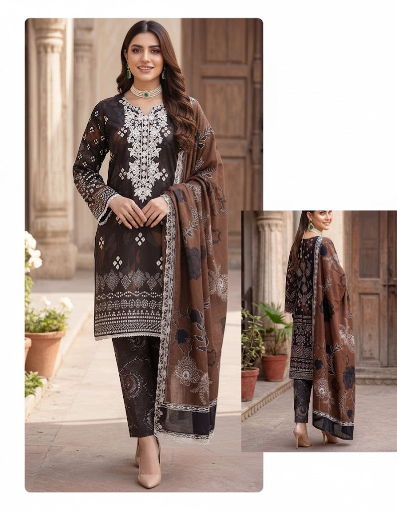 3 PIECE - DIGITAL PRINT SWISS LAWN SUIT