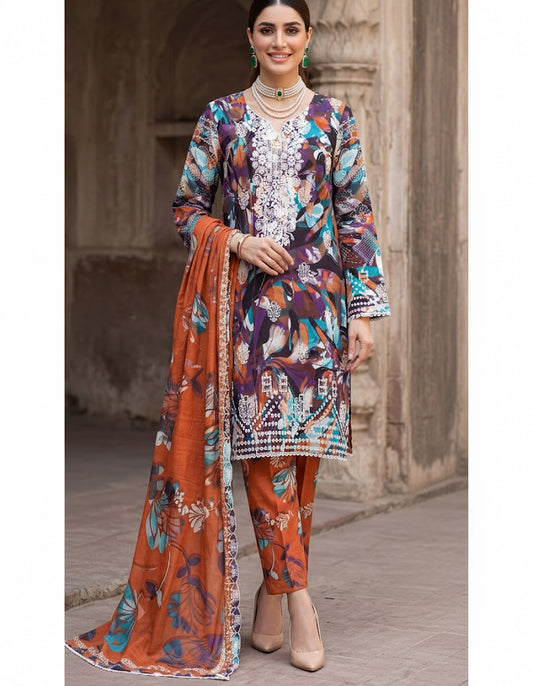 3 PIECE - DIGITAL PRINT SWISS LAWN SUIT