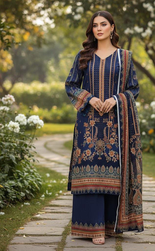 3 PIECE - DIGITAL PRINTED BANA DORA LAWN SUIT