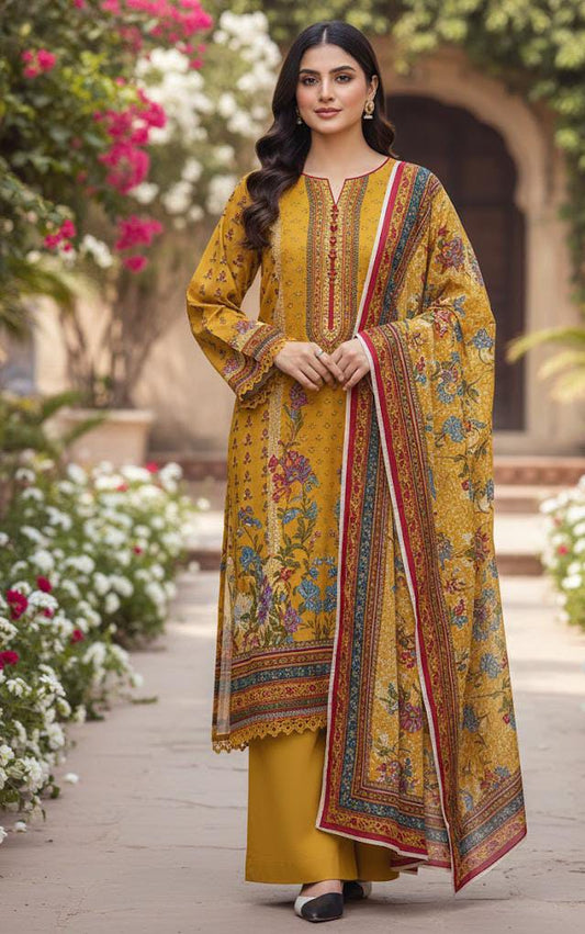 3 PIECE - DIGITAL PRINTED BANA DORA LAWN SUIT